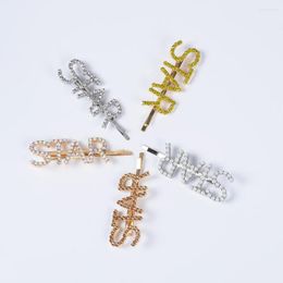 Hair Clips Luxury Crystal Hairpins For Girls Happy Letter STAR Accessories Pearl Clip Pins Barrette Women