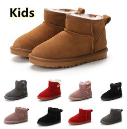 2023 Kids boots snow boot Designer Children shoes winter Classic Mini Boot Botton baby boys girls Ankle booties kid fur Suede