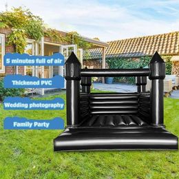 PVC Inflatable Bounce House Black Bouncy Jumper with Air Blower for Outdoor Backyard Wedding Showcase Party 13ft
