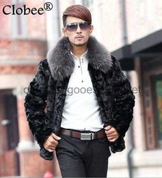 Men's Fur Faux Fur Plus Size Fur Coat Men Black Mens Faux Jackets 2022 Winter Turn-down Collar Single Breasted Windbreaker S61L230914