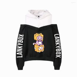 Women's Hoodies Y2KLankybox Off-shoulder Sweatshirts Asian Size Sexy Wear Autumn/Winter Leisure Pullovers Hoodie 2D Women-Clothe