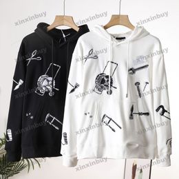 xinxinbuy Men designer Hoodie Sweatshirt 23ss Tool pattern embroidery long sleeve women Black green brown Grey M-2XL