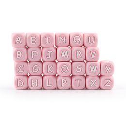 Teethers Toys 1050100Pcs 12mm BABY Silicone Beads Letter DIY Name Teether English Alphabe Food Grade Baby Pacifier Clips Bead Accessories 230914