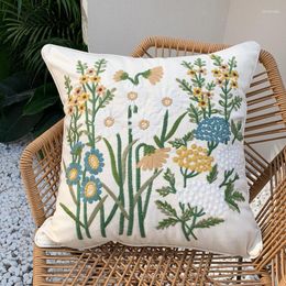 Pillow American Embroidered Throw Country Small Fresh Sofa Cover Floral Pattern 45cm Cotton Pillowcase Without Core