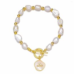 Strand Fashion Natural Freshwater White Pearl Bracelet Baroque Genuine Pearls Beaded Bangles Chain For Women Fine Jewellery Gifts