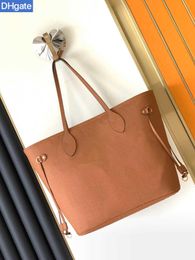 Luxury Brand Totes MM Tote 2 sets Shoulder Bags Cognac Brown cowhide leather handbag M46135 Women Beach Shopping Bag with Zipped Pouch Tourterelle Grey Bl