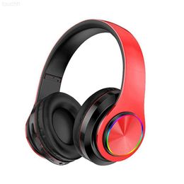 Cell Phone Earphones Portable Bluetooth Headphones Folding Headset mp3 player With Microphone LED Colorful Lights wireless Headphone Support TF Card L230914