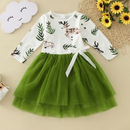 Girl's Dresses Toddler Baby Girls Dress Autumn Winter Clothing Christmas Princess Dresses Animal Print Long Sleeve Dress Kids Clothes 1-6 Years 230914