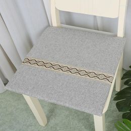 Pillow Square Solid Colour Linen Thicken Chinese Style Home Restaurant Anti-slip Seat Mat Four Season Universal Office Chair