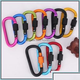 Carabiners Carabiners Climbing Hiking Sports Outdoors1Pc Outdoor Travel Kit Aluminum Carabiner D-Ring Key Chain Clip Cam Keyring D Dro Dhx3U