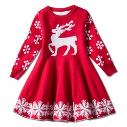 Girl's Dresses kids christmas sweater Dress reindeer Clothes toddler girl christmas dress Girls Snowflake Knitted Winter Dresses for Girls 230914