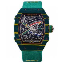 Automatic Tourbillon Mechanical Watch Richarmilles Wristwatch Swiss Watches Rm67-02 Ntpt Carbon Fibre Dial 38.70 * 47.52mm with Warranty Card WN-K7UU