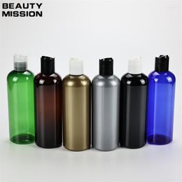 Storage Bottles 300ML X 20 Empty Golden Plastic Cosmetics Lotion Bottle With Disc Top Lid Shampoo PET Containers Shower Gel Packaging