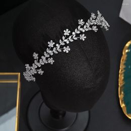 Hair Clips Girls Leaves Clear Zircon Wedding Tiaras Hairbands Crystal Brides Accessories Party Jewellery