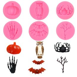 Halloween Cake Mould Hand Pumpkin Owl Spider Branch Shape Silicone Mould Baking Tool 122075 ZZ