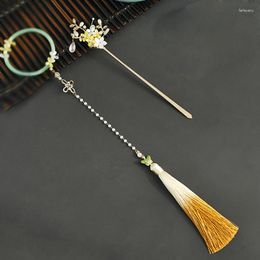 Hair Clips 1pc Handmade Flower Hairpin Hanfu Headdress Autumn Tassel Stick Daily Decor Accessories Women Girl Christmas Gift