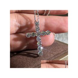 Fashion Diamond Cross Necklace Mens Hip Hop Pendant Necklaces Jewellery Drop Delivery Dh1M0