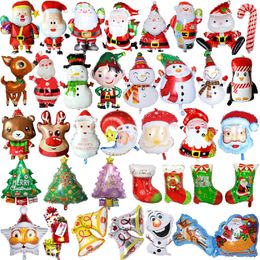 Christmas Supplies Cartoon Balloon Santa Claus Elk Snowman Large Size Aluminium Foil Decorative Balloons Christmas Theme Party Decorations Props