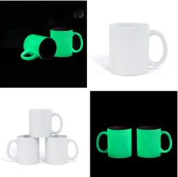 Sublimation Blank Luminous Mug Personalised Heat Transfer Ceramic Mug Glow In The Dark 11oz White Water Cup FY5373 914