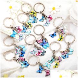 Colorf Enamel Butterfly Keychain Insects Car Key Rings Women Bag Accessories Jewellery Gifts Creative Backpack Small Pendant Accessory Drop De