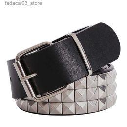 Belts Shiny Pyramid Fashion Rivet Belt Men Women's Studded Belt Punk Rock With Pin Buckle Free Shipping Q230914