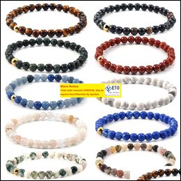 Beaded Strands Bracelets Jewellery Minimalist 6Mm Bead Bracelet For Women Men Tiger Eye Volcanic Stone Agate Beaded Yoga Stretch Drop LL