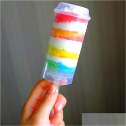 Cupcake Push Up Pop Cake Container Plastic Transparent Food Grade Lid For Party Decoration Round Shape Kitchen Tool Dh4744 Drop Delive Dhcbt