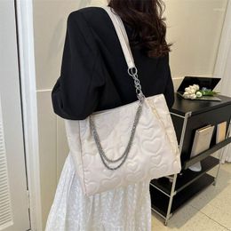 Shopping Bags Peach Heart Chain Canvas Bag Women 2023 Fashion Sweet And Cute Tote Student Class Large Capacity