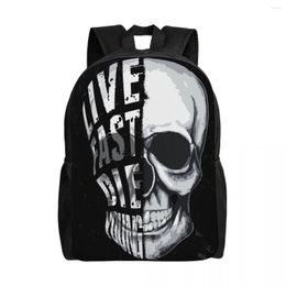 Backpack Unisex Shoulder Casual Hiking Skull With Live Fast Die Young School Bag Travel Laptop Rucksack