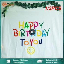 Tapestries 1/2PCS Happy Birthday Background Tapestry Cloth Kawaii Children's Room Wall Decoration Kids' Dormitory Cartoons Home Party Decor