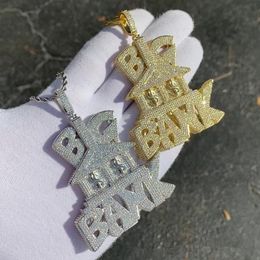 Iced Out Cz Diamond Letter Bg Dollar Pendant Men'S Diamond Pendant Necklace Hip Hop Gold Chain