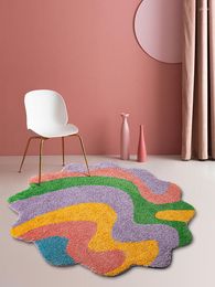 Carpets Retro Y2K Groovy Tufted Rug For Living Room Girl's Bedroom Fluffy Plush Coloful Abstract Art Area Pink Floor Mat