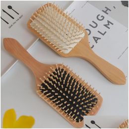 Other Housekeeping Organisation Wood Comb Professional Healthy Paddle Cushion Hair Loss Mas Brush Hairbrush Scalp Care Wooden Wly Dhsvg