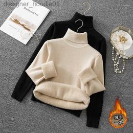 Men's Thermal Underwear Women's Sweaters Warm Thick Knitted Sweater Winter Thermal Underwear For Women Female Turtleneck Long Sleeve Pullover L230914