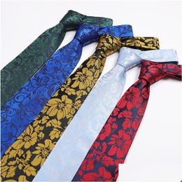 Neck Ties Fashion Accessories Polyester Jacquard Flower Pattern Men Business Male Necktie Dress Gift 8Cm Drop Delivery Dhkvr