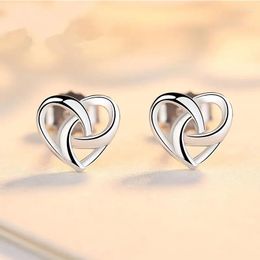 Stud Earrings Huitan Simple Chic Heart Ear Female Daily Wearable Elegant Women Matel Style Accessories Fashion Gift