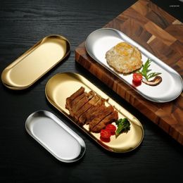 Plates Kitchen Sink Tray Stylish Nordic Oval Dessert Set Versatile Bathroom Vanity Soap Dispenser Jewelry Stainless Steel