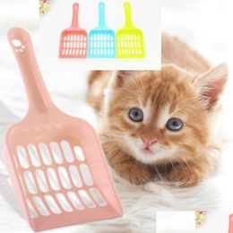 Cat Grooming Plastic Litter Scoop Portable Cleaning Shovel Dog Pet Poop Waste Scooper Easy To Clean 5 Colours Choose Drop Delivery Home Dhof6