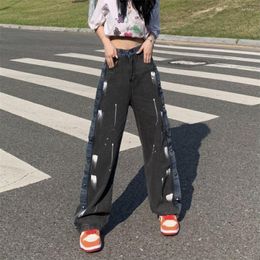 Women's Jeans American Hip-hop Girl Tooling Autumn And Winter 2023 High Waist Straight Loose Slim Wide-leg Trouser