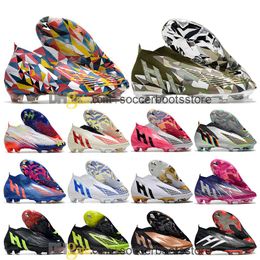 Gift Bag Kids High Ankle Football Boots Predators Edge FG Firm Ground Cleats Laceless X Geometric Mens Soccer Shoes Athletic Outdo324V