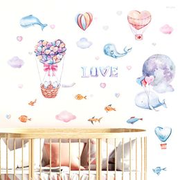 Wall Stickers Fashion Sticker Dream Sky Painting Whale Air Balloon Self Adhesive Wallpaper Cartoon Children's Room