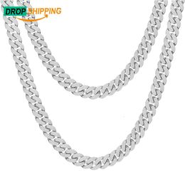 Dropshipping Hip Hop Jewellery Gold Plated Sterling Sier Vvs Moissanite Diamond Iced Out Cuban Link Chain For Men