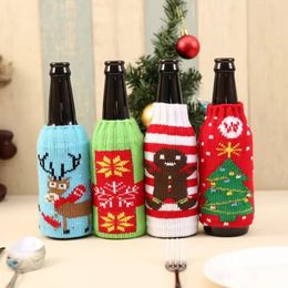 Christmas knitted wine bottle cover party favor xmas beer wines bags santa snowman moose beers bottles covers wholesale FY4767 914