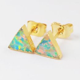 Stud Earrings 1 Pairs Mini Triangle Studs Blue Opal Minimalist Piercing Earring For Women Ear Cartilage Jewelry Gifts