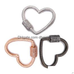 Clasps Hooks Riversr Cz Micro Pave Screw White Pink Gun Black Love Heart Shape Copper Zircon Pendant Connectors Diy Jewelry Findings D Dh7Hv