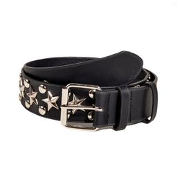 Belts PU Leather Belt With Metal Buckle Punk Women Star Rivet Waist Strap 103cm For Casual Corset Trousers Pants Skirt