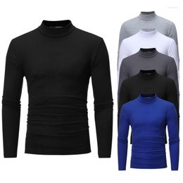 Men's Suits A2356 Collar Fashion Thermal Underwear Men Mock Neck Basic T-shirt Blouse Pullover Long Sleeve Top