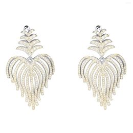 Dangle Earrings S925 Silver Feather Lines Beautiful Temperament Simple Fashion And Exquisite Earring In Europe America