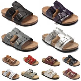 birkens stocks famous Designer Boston Clogs Sandals Slippers Cork Flats Summer Leather buckle Slide Casual Shoes Women Mens flip flops mules