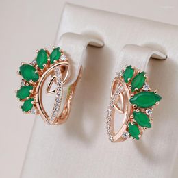 Dangle Earrings Kinel Fashion Big For Women Emerald Rhombus Cut Natural Zircon With 585 Rose Gold Luxury Daily Fine Jewelry